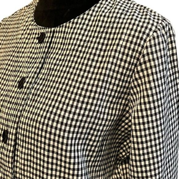 Norm Thompson Womens Blazer Black White Check Button Up Long Sleeve Sz XS - Picture 5 of 16